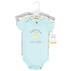 Hudson Baby Unisex Baby Cotton Bodysuits, Eggstra Cute
