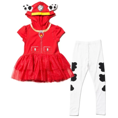 Paw Patrol Marshall Girls Cosplay T-Shirt Dress And Leggings Outfit Set Little Kid - Image 7