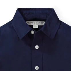 Hope & Henry Boys' Linen Classic Button Down Shirt, Kids