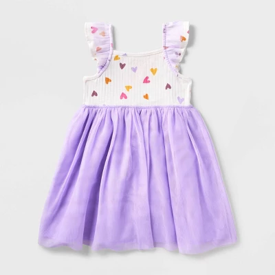 Toddler Girls' Adaptive Flutter Sleeve Tulle Dress - Cat & Jack™ Almond Cream