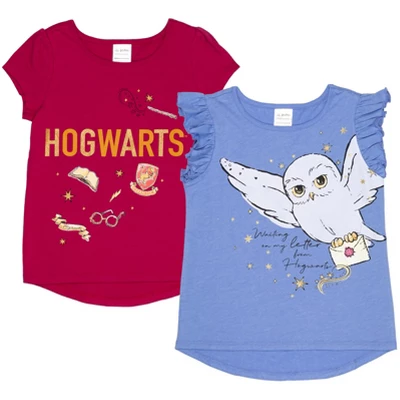 Harry Potter Hogwarts Hedwig Owl 2 Pack Graphic T-Shirts Maroon / Blue - Image 9