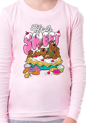 Scooby-Doo Girls' Life Is Sweet Character Donuts Pie Cookies Pajama Set Pink - Image 2