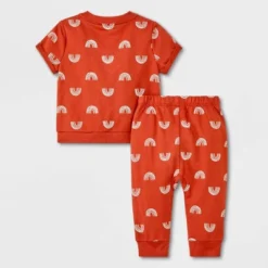 Baby 2pc French Terry Short Sleeve Top & Bottom Set - Cat & Jack™ Orange