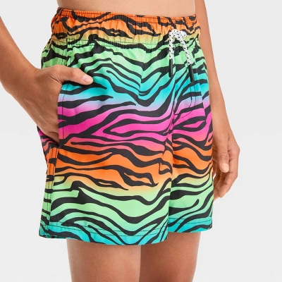 Boys' Ombre Zebra Striped Swim Shorts - Art Class™ Blue