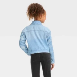 Girls' Quilted Sleeve Jean Jacket - Cat & Jack™ Light Wash