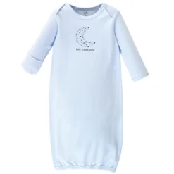 Touched By Nature Baby Organic Cotton Long-Sleeve Gowns 3pk, Blue Constellation, 0-6 Months