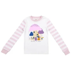 Bioworld Believe In Magic Youth Girls Pink & White Striped Long Sleeve Shirt & Pant Set
