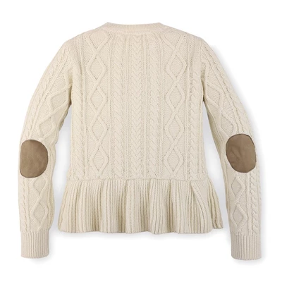 Hope & Henry Girls' Long Sleeve Peplum Cable Cardigan Sweater, Kids - Image 3