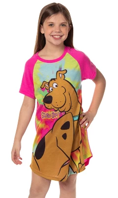 Scooby-Doo Girls' Classic Character Tie-Dye Nightgown Sleep Pajama Shirt Multicolored - Image 4