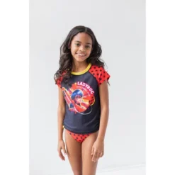 Miraculous Cat Noir Ladybug Girls One Piece Bathing Suit Rash Guard Tankini Top And Bikini Bottom 4 Swimsuit Set Little Kid To Big Kid