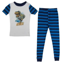 Bioworld T-Rex Attack And Epic Gamer Short Sleeve Youth Boys 2-Pack Pajama Set