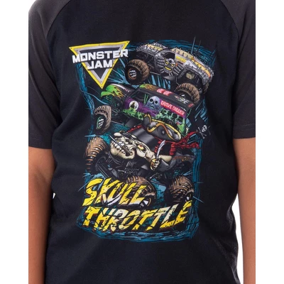 Monster Jam Boys' Skull Throttle Monster Truck Shirt And Shorts Pajama Set