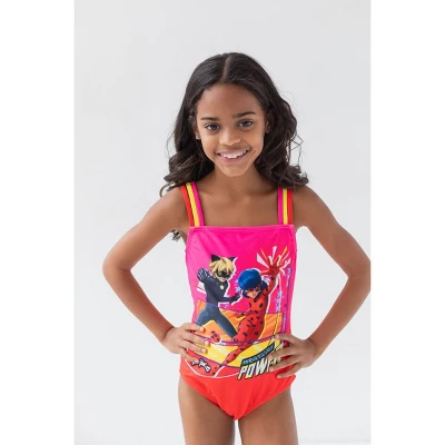 Miraculous Cat Noir Ladybug Girls One Piece Bathing Suit Rash Guard Tankini Top And Bikini Bottom 4 Swimsuit Set Little Kid To Big Kid - Image 3