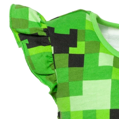 Minecraft Creeper Girls French Terry Sleeveless Romper Little Kid To Big Kid - Image 3