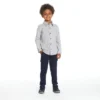 Andy & Evan Kids Boys Pique Knit Buttondown Grey, Size 7