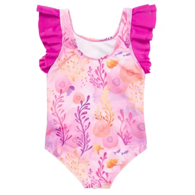 Little Mermaid Ariel Girls One Piece Bathing Suit Toddler To Big Kid - Image 2