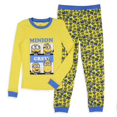 Despicable Me Boys' Minions Crew Bob Stuart Phil Kevin Sleep Pajama Set Yellow - Image 4