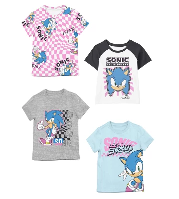 Sonic The Hedgehog Sonic Checkers 4-Pack Youth Girls Tees - Image 5
