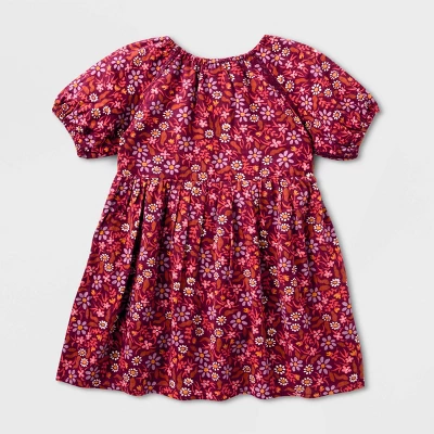 Toddler Girls' Adaptive Short Sleeve Woven Dress - Cat & Jack™ Burgundy