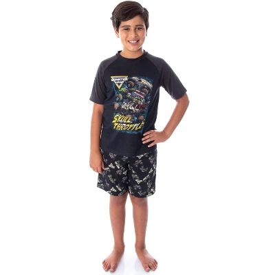 Monster Jam Boys' Skull Throttle Monster Truck Shirt And Shorts Pajama Set - Image 4
