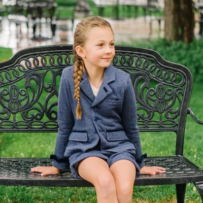 Hope & Henry Girls' Dressy Knit Jacquard Riding Blazer, Kids - Image 6