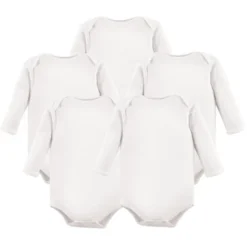 Hudson Baby Cotton Long-Sleeve Bodysuits 5pk, White