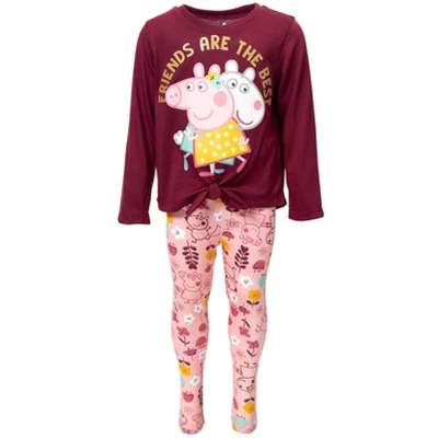Peppa Pig Pullover Long Sleeve Graphic T-Shirt & Leggings Pink/Purple - Image 3