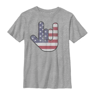 Boy's Lost Gods Fourth Of July American Love Sign T-Shirt - Image 3