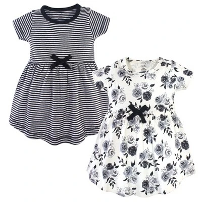 Touched By Nature Baby And Toddler Girl Organic Cotton Short-Sleeve Dresses 2pk, Black Floral - Image 3