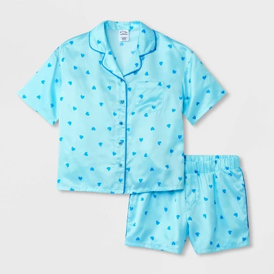 Girls' 2pc Satin Short Sleeve Coat Pajama Set - Art Class™ - Image 3