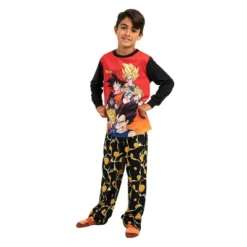 Youth Dragon Ball Z Sleepwear Set: Long-Sleeve Tee Shirt, Sleep Shorts, And Sleep Pants