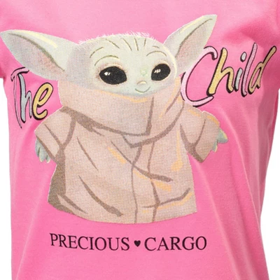 Star Wars The Child T-Shirt And French Terry Shorts Outfit Set Blue / Pink - Image 3