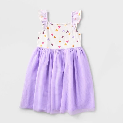 Girls' Adaptive Flutter Sleeve Tulle Dress - Cat & Jack™ Almond Cream - Image 4