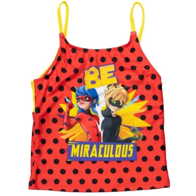 Miraculous Cat Noir Ladybug Girls One Piece Bathing Suit Rash Guard Tankini Top And Bikini Bottom 4 Swimsuit Set Little Kid To Big Kid - Image 4