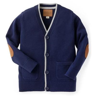 Hope & Henry Boys' Tipped Cardigan With Elbow Patches, Kids - Image 10