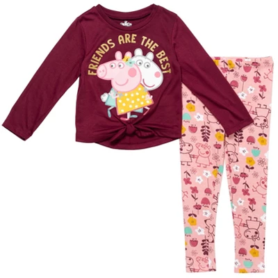 Peppa Pig Pullover Long Sleeve Graphic T-Shirt & Leggings Pink/Purple - Image 4