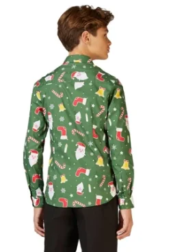 OppoSuits Teen Boys Christmas Shirt - Santaboss - Green